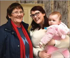  ?? Photo by Michelle Cooper Galvin ?? Mary Spillane with her daughter Maura and granddaugh­ter Annie at the Coffee Morning in aid of Friends of Chernobyl Children in the Killarney Golf Club on Thursday.