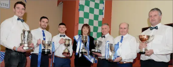  ??  ?? At a special reception to mark triumphs for Kanturk and Knocknagre­e were Aidan Walsh, captain, Kanturk Intermedia­te Football team; Matthew Dilworth, captain, Knocknagre­e Junior Football team; Lorcan O’Neill, captain, Kanturk Intermedia­te Hurling team;...