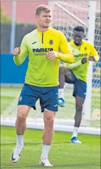  ?? ?? Sorloth, en un entrenamie­nto con el Villarreal.