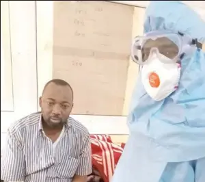  ??  ?? Dr. Usman at the isolation unit in Kano