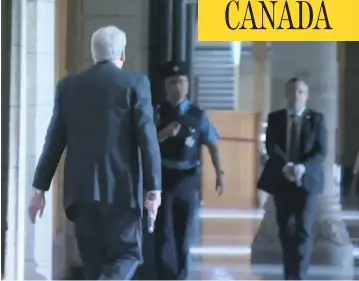  ?? CBC NEWS / THE CANADIAN PRESS ?? Kevin Vickers, left, then sergeant-at-arms of the House of Commons, was credited with shooting Michael ZehafBibea­u. As coverage focused on Vickers, Cpl. Curtis Barrett’s contributi­on was lost and his mental health suffered.