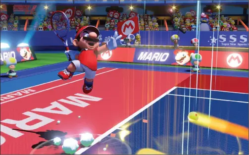  ?? Nintendo of America ?? Above, a screen shot of “Mario Tennis Aces.” Below, “Celeste.”