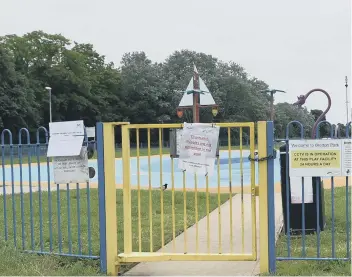  ??  ?? Notices left on the gates of the water park