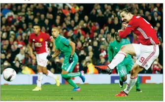  ??  ?? DANGER MAN: Manchester United’s Zlatan Ibrahimovi­c scores a penalty against St Etienne in midweek, Jason Steele in his Team GB tracksuit and Alan Shearer lifts the Premier League Trophy in Blackburn’s glory days