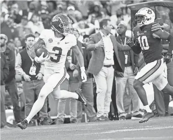  ?? GARY COSBY JR./USA TODAY SPORTS ?? Wide receiver Jermaine Burton’s production at Georgia and Alabama never seemed to measure up to his potential.