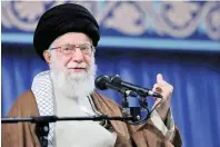  ??  ?? Leader of the Islamic Revolution Ayatollah Seyyed Ali Khamenei addresses students during a meeting in Tehran, on November 2, 2017. Khamenei.ir