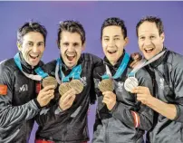  ?? BILD: SN/APA/ÖOC/SPIESS ?? Bronze im Team mit starker Salzburger Beteiligun­g: Wilhelm Denifl, Lukas Klapfer, Mario Seidl (St. Veit) und Bernhard Gruber (Bad Hofgastein).