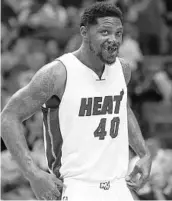  ?? DAVID SANTIAGO/TNS ?? Despite a crowded roster, Heat president Pat Riley was thrilled to make room for the return of Udonis Haslem.