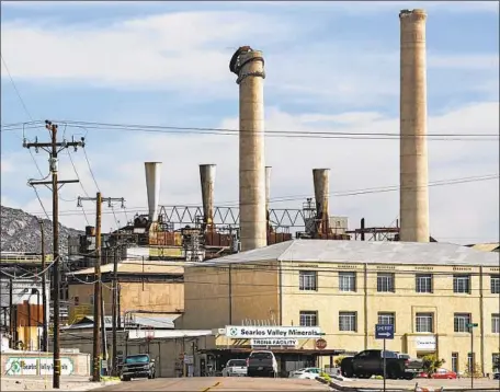  ?? Irfan Khan Los Angeles Times ?? THE SEISMIC activity in the Ridgecrest, Calif., area in July partially collapsed a smokestack at Searles Valley Minerals in nearby Trona.