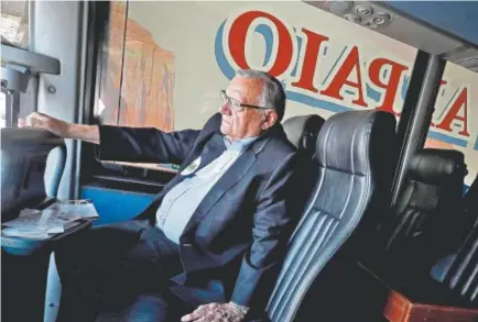  ?? Matt York, The Associated Press ?? U.S. Senate candidate and former Maricopa County Sheriff Joe Arpaio sits in his campaign bus Thursday in Phoenix. Arpaio’s Senate run likely will be the former sheriff’s last political act; he is expected to finish well outside the running in the GOP Senate primary.