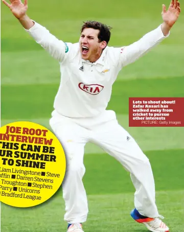  ?? PICTURE: Getty Images ?? Lots to shout about! Zafar Ansari has walked away from cricket to pursue other interests