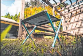  ?? Nocs Provisions ?? Birding experts say toting a lightweigh­t, portable stool like this makes a long day of patient waiting for sightings more manageable.