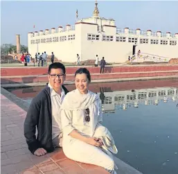  ??  ?? Mr Ekniti and his wife visited Lumbini in Nepal.