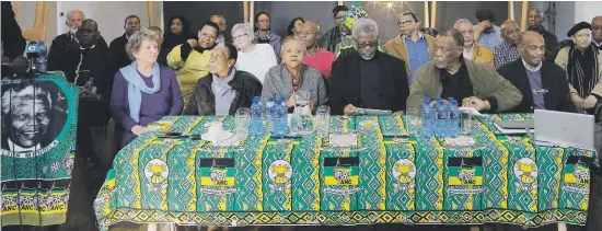  ?? Picture: EPA ?? HEAR US. ANC veterans hold a media conference on the eve of the party’s policy conference in the apartheid-era Women’s Prison in Johannesbu­rg yesterday. They are calling for President Jacob Zuma to step down and for the ANC to address corruption and...