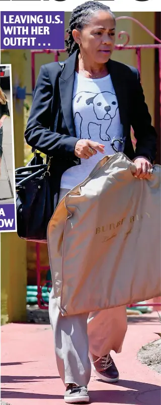  ??  ?? Right: Doria Ragland with a Burberry suit bag in LA. Above: Amy Pickerill meets her car in London
LEAVING U.S.
WITH HER
OUTFIT . . .