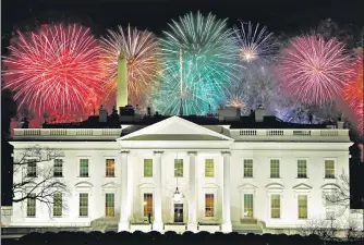  ?? REUTERS ?? Fireworks are seen above the White House after the inaugurati­on of Joe Biden as the 46th US president, in Washington, DC on Wednesday evening.