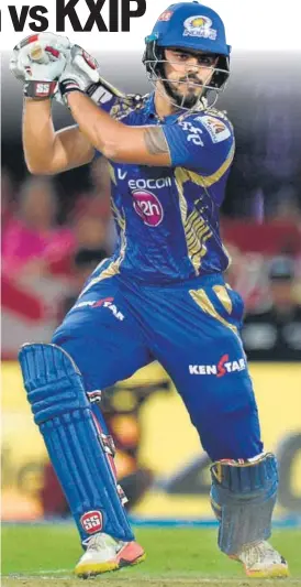  ?? AFP ?? Mumbai Indians batsman Nitish Rana started the season brightly but his form has dipped.