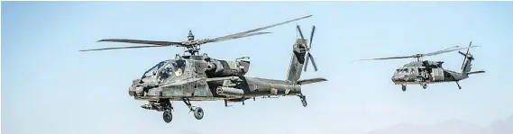  ?? U.S. ARMY PHOTO ?? American AH-64 Apache helicopter­s patrol the skies over eastern Afghanista­n. Russia has become increasing­ly frustrated with the U.S mission in Afghanista­n.