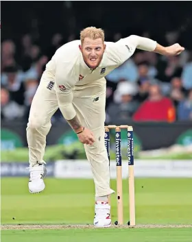  ??  ?? Big Ben: Stokes hammers down another fiery delivery at Lord’s where he picked up a career-best Test return with six for 22 as the West Indies were dismissed for 123