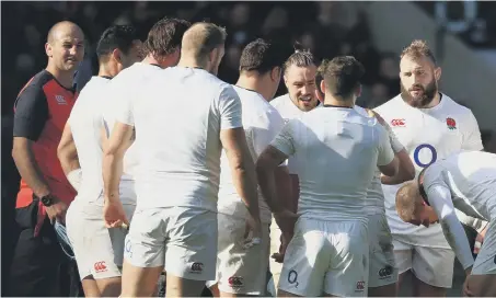  ??  ?? Joe Marler (right) in training with England