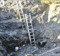  ??  ?? A resident was left with a huge hole in their garden that workmen had to dig in order to access the main.