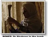  ??  ?? BONES: Dr Shaheen in the tomb