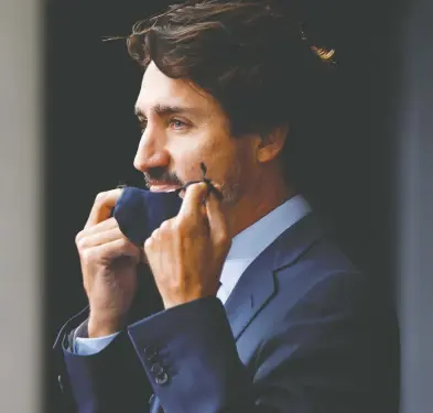  ?? BLAIR GABLE / REUTERS ?? Prime Minister Justin Trudeau is expected to take to the airwaves around 6:30 p.m. eastern on Wednesday over the need to take precaution­s to prevent a second wave of COVID-19 as cases increase across the country.