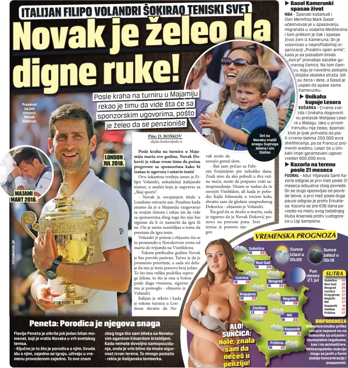  ??  ?? Preokret za pet meseci: Novak Đoković
Oni su Novaku vratili snagu: Supruga Jelena i sin
Stefan