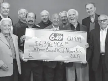  ?? OLG ?? It took more than a year, but 10 Niagara men have received their winnings from the July, 31, 2013, draw.