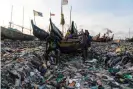  ?? Muntaka Chasant/REX/Shuttersto­ck ?? The coastal fishing community of Jamestown in Accra, Ghana, is overwhelme­d by plastic and clothes waste. Photograph: