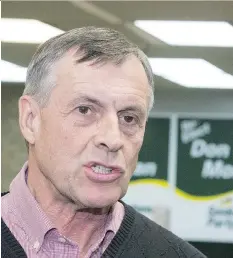  ?? GORD WALDNER ?? Saskatchew­an Party candidate and former education minister Don Morgan has called Prairie Spirit School Division’s announceme­nt of possible cuts “unprofessi­onal” and the timing “pure politics.”