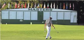  ?? AP ?? Hideki Matsuyama makes his way across the first fairway during Monday’s practice round for the Masters golf tournament at Augusta National Golf Club.