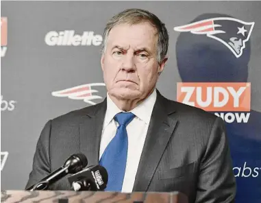  ?? Adrian Kraus/Associated Press ?? Coach Bill Belichick and the Patriots will be playing one of the league’s toughest schedules next season.