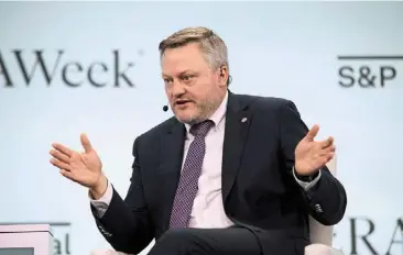  ?? — afp ?? Buoyant company: Bp CEO auchinclos­s speaking during an oil summit in Houston. the company has an attractive set of assets including good growth opportunit­ies in its upstream portfolio and a best-in-class trading business.