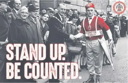  ??  ?? ●● Jack Barrett is welcomed back to Accrington Town Hall by the Mayor after his famous fundraisin­g walk for Accrington Stanley from Liverpool to Accrington in 1968.