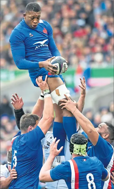  ?? ?? France’s Cameron Woki ruled the way at this Murrayfiel­d lineout
