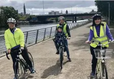  ??  ?? Below: Cllr Michelle Hall (right) pictured with cycling lobbyist Noel Hogan and his son Nicholas, with Councillor-elect in East-Meath, Elaine McGinty