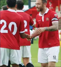  ??  ?? PUT IT THEIR PAL: Tom Greaves has been at FC United for six years and is now directing from the dugout