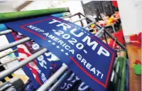  ?? PHOTO: REUTERS ?? Flags for US President Donald Trump’s ‘‘Keep America Great!’’ 2020 reelection campaign are seen at Jiahao flag factory in Fuyang, Anhui province, China.