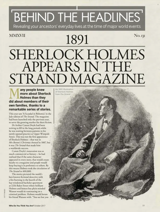  ??  ?? An 1891 illustrati­on of Sherlock Holmes from The Strand