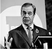  ?? BEN STANSALL/GETTY-AFP ?? Nigel Farage said his Brexit Party will run against the Tories unless the PM abandons his divorce deal with the EU.