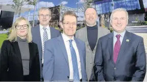  ??  ?? >
From left: Jessica Bowles, director of strategy for Bruntwood; David Hardman, chief executive of Innovation Birmingham; West Midlands Mayor Andy Street; Chris Oglesby, chief executive of Bruntwood, and Councillor Ian Ward, leader of Birmingham City...