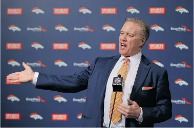  ?? JUSTIN EDMONDS/Getty Images ?? John Elway, executive vice-president of football operations and GM of the Denver Broncos, has been an active participan­t
in free agency, which began for NFL teams on Tuesday.