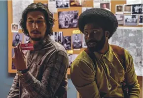  ??  ?? John David Washington and Adam Driver in Spike Lee’sBlackkkla­nsman