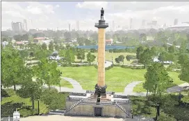  ?? HYOSUB SHIN / HSHIN@AJC.COM ?? The Peace Column, shown here in an artist rendering, will be the centerpiec­e of the $45 million Rodney Cook Sr. Park in Vine City. The C.T. Vivian Library will be home to Vivian’s collection and located at the bottom of the column.