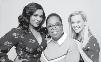  ??  ?? From left, Mindy Kaling, Oprah Winfrey and Reese Witherspoo­n.