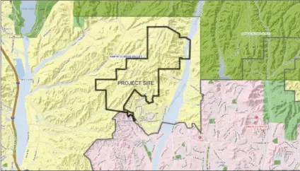  ?? Courtesy photo ?? A map that shows the site of The Highlands housing project at the existing Tesoro community. Tesoro residents had an opportunit­y to voice any concerns during a public hearing on the housing project. One of their biggest concerns revolved around traffic.