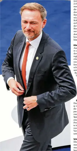  ?? FOTO: FOTO:ROBERT SCHMIEGELT / DDP/GEISLER ?? Christian Lindner kündigte eine Milliarde Euro an Budgethilf­e für die Ukraine an.