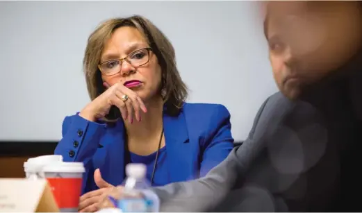  ?? SUN-TIMES FILE ?? Congresswo­man Robin Kelly attends a discussion in January 2019.