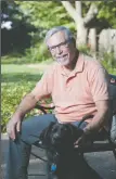  ?? BEA AHBECK/ NEWS-SENTINEL ?? Former Lodi NewsSentin­el publisher Marty Weybret is pictured with his dog, Pico, at his Lodi home on Wednesday. Nine former NewsSentin­el employees nominated Weybret for the Philip N. McCombs Achievemen­t Award.